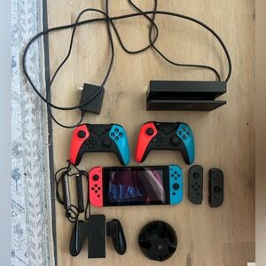 Nintendo Switch with Red and Blue Joy-Con Controllers